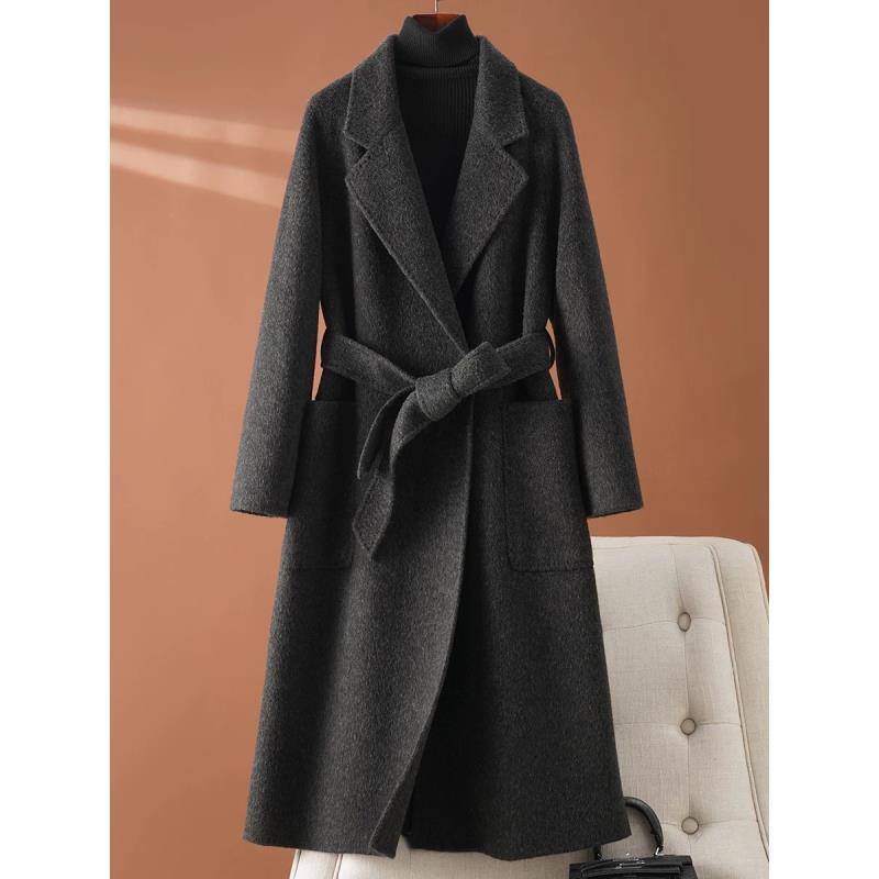 牦牛绒双面呢大衣新年战袍浴袍长款长毛秋冬外套