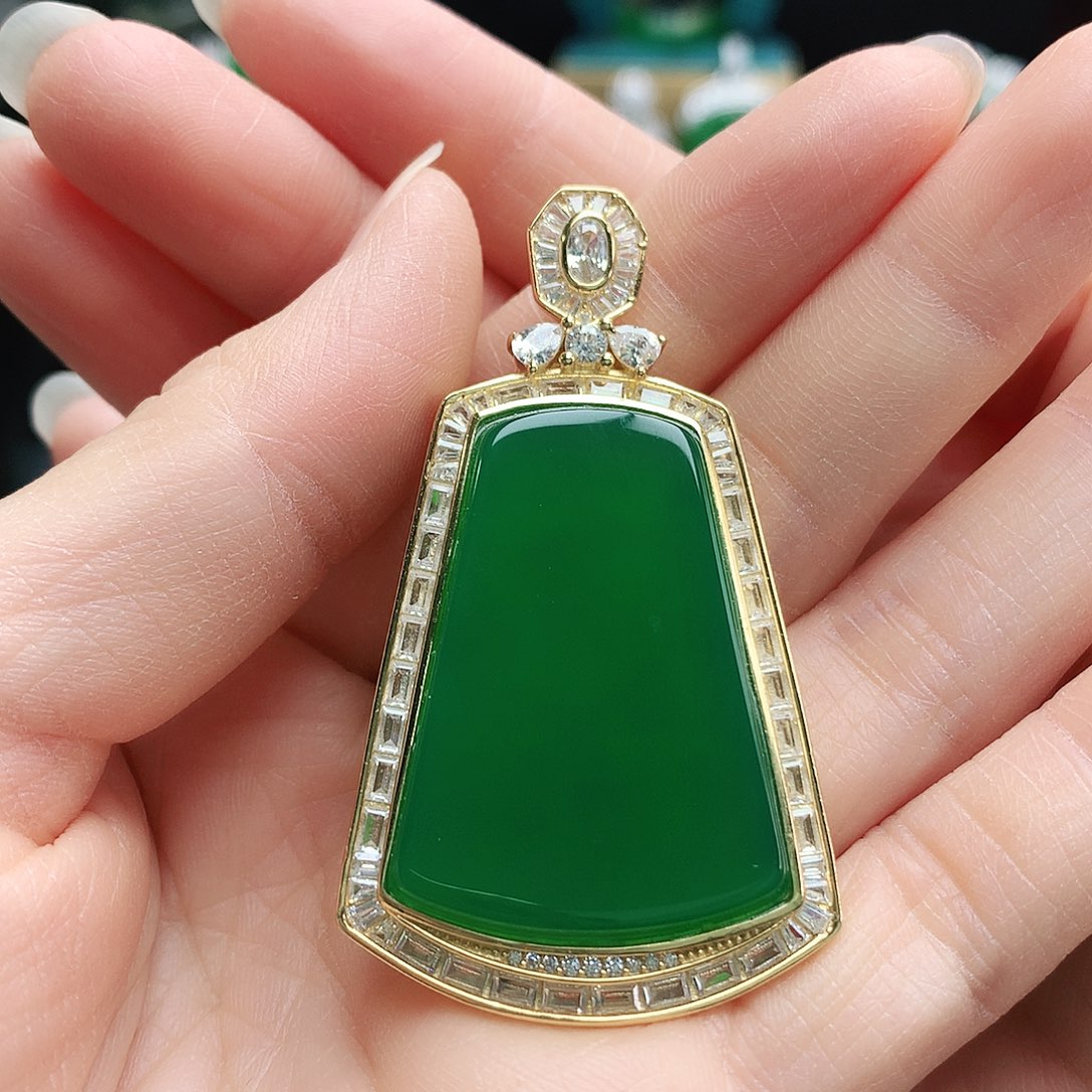 玛瑙/玉髓吊坠银S925镶嵌