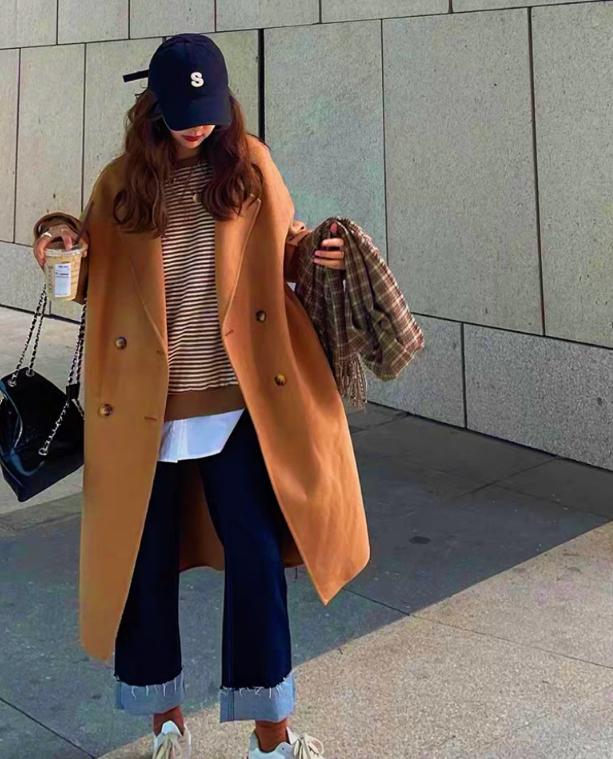 2025年秋冬新款双面羊毛大衣女中长款显瘦宽松小个子绵羊毛呢外套