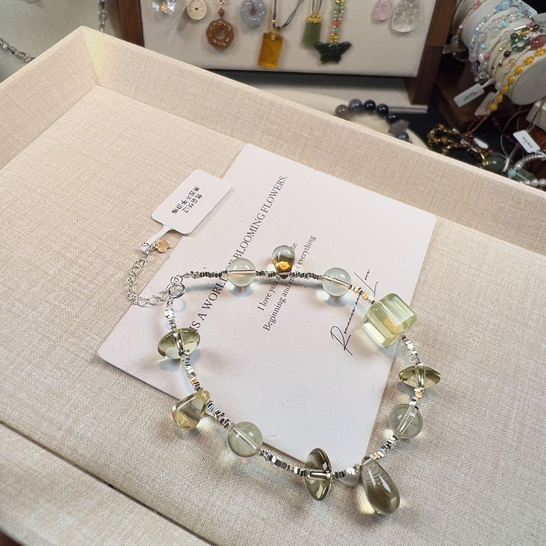 未镶嵌手链水晶黄水晶925