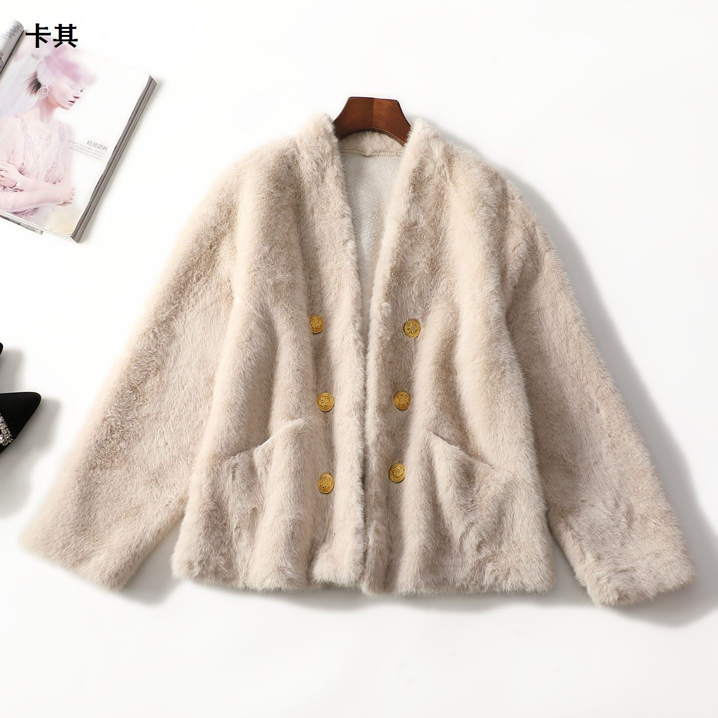 248090冬中长款长袖无扣外套加厚冬季秋冬