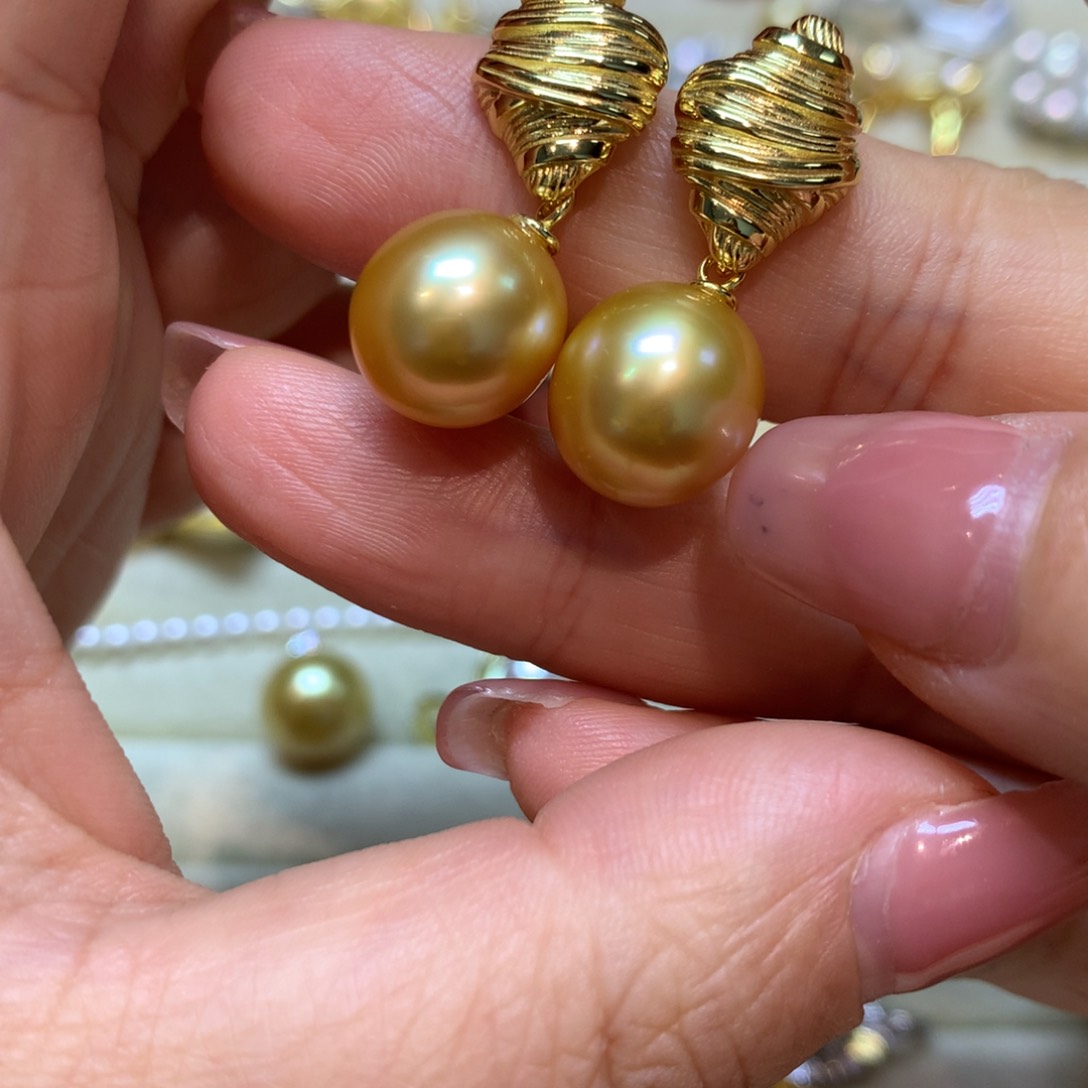 海水珍珠耳饰银S925镶嵌