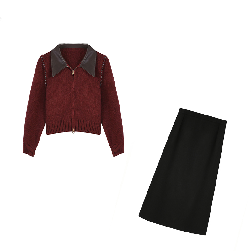 黑色/红色 上衣ZL101288+黑色半裙ZL38595