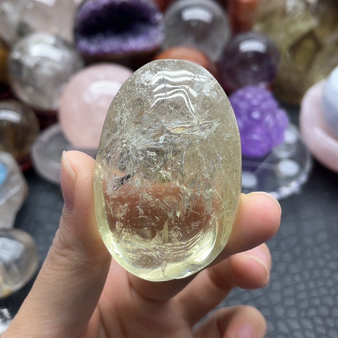 水晶珠宝半成品未镶嵌66黄手握