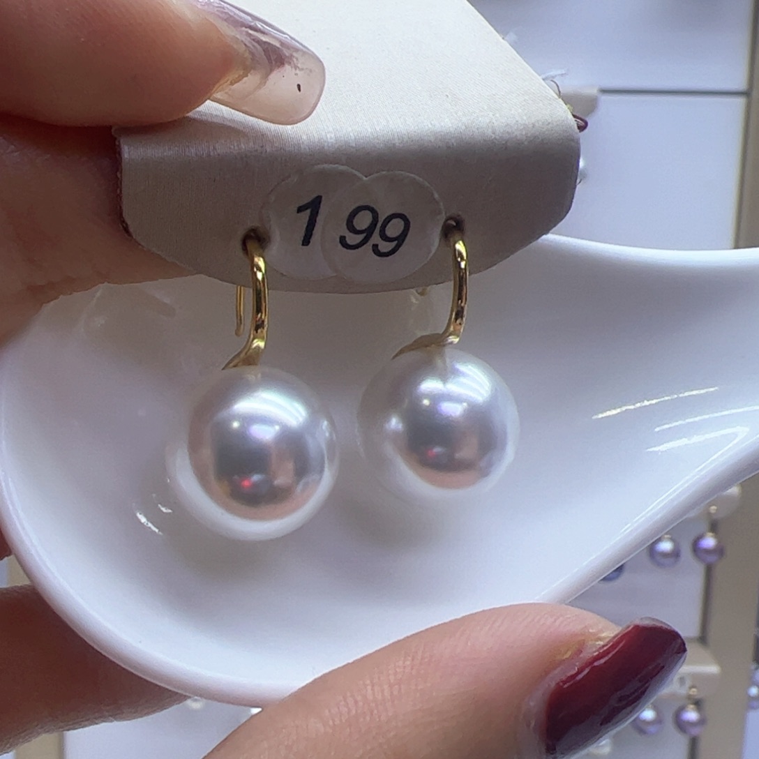 淡水珍珠耳饰18K金镶嵌