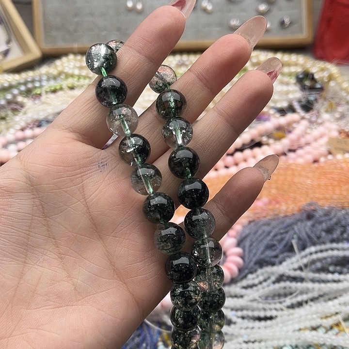 玛瑙/玉髓珠宝半成品未镶嵌12mm左右绿幽灵