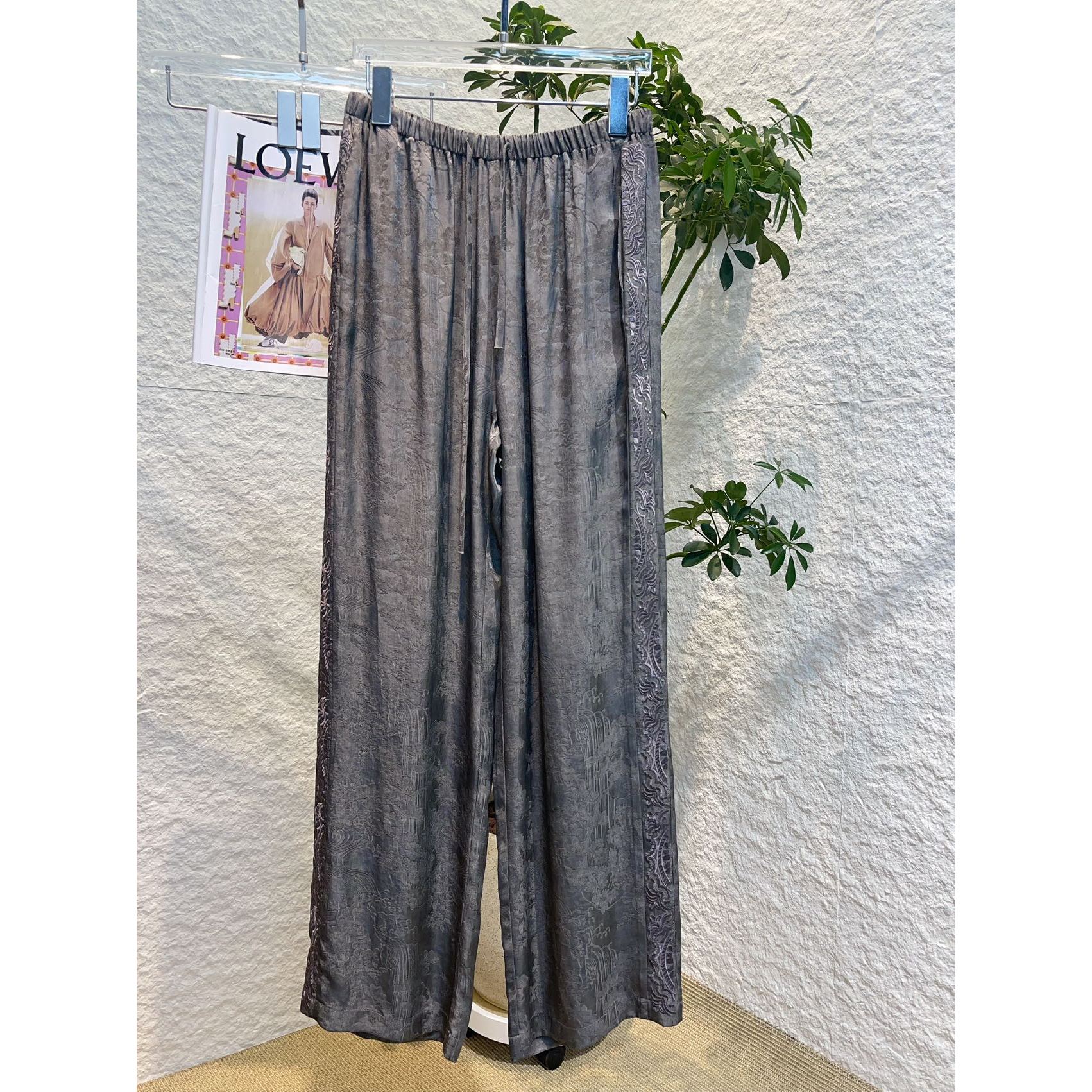 Mozch 定制人丝柔软重工提花凉凉直筒裤 9767-1