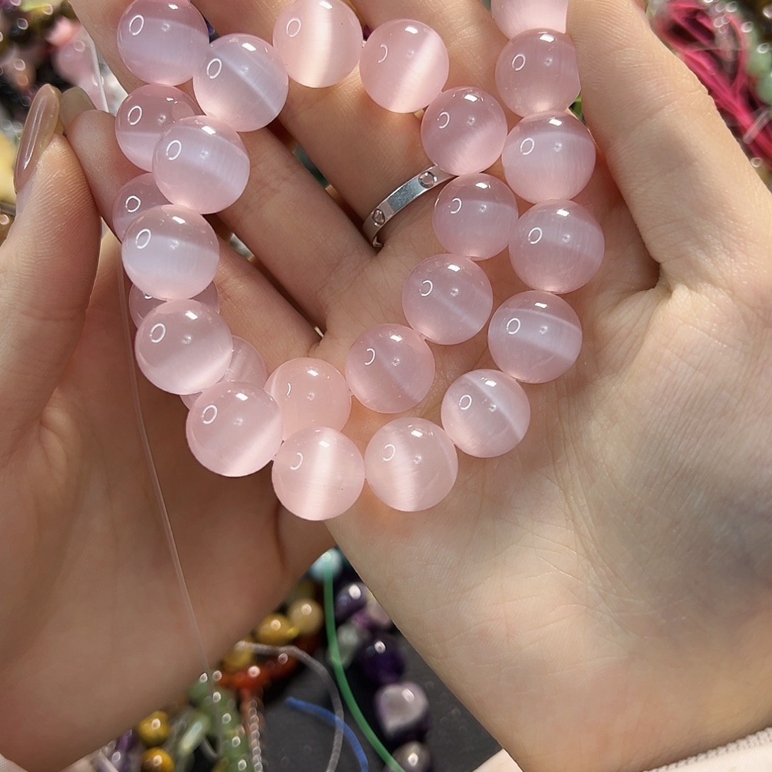 玛瑙/玉髓未镶嵌珠宝半成品粉猫卡13➕一条