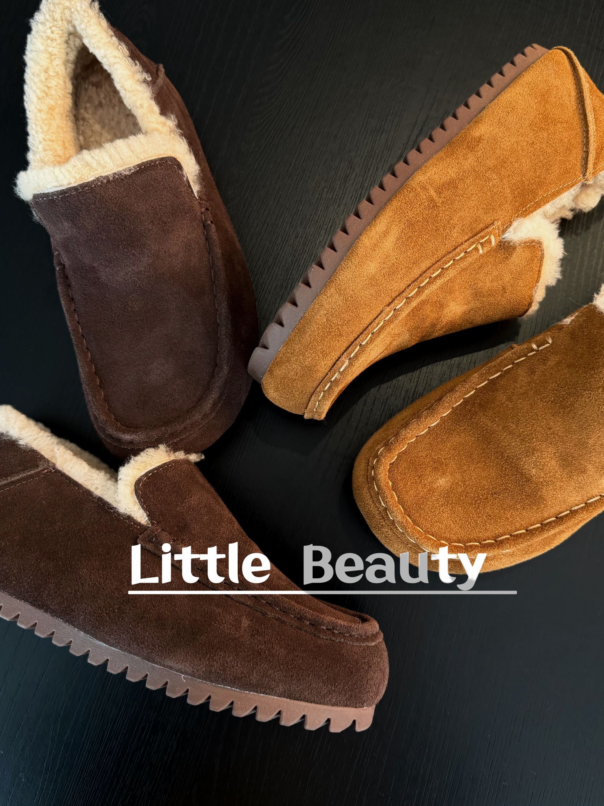 【小美家】头层牛反绒羊毛超软乐福鞋