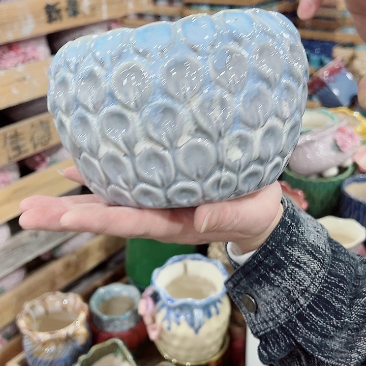 有孔，凑单福利满10元发货陶瓷多肉花盆！