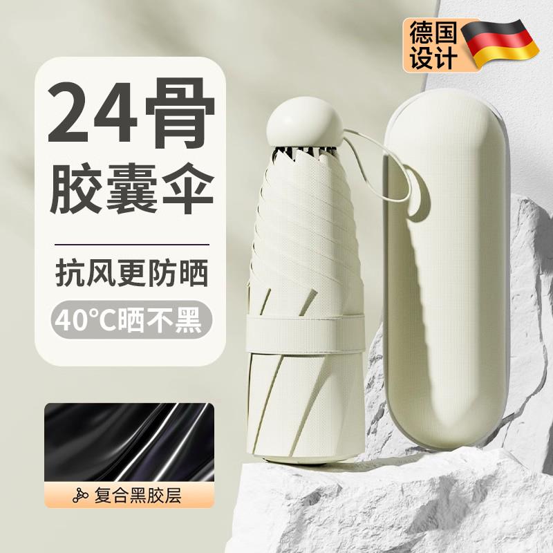 德国黑胶太阳伞遮阳超强防晒防紫外线女折叠迷你晴雨两用伞upf50+