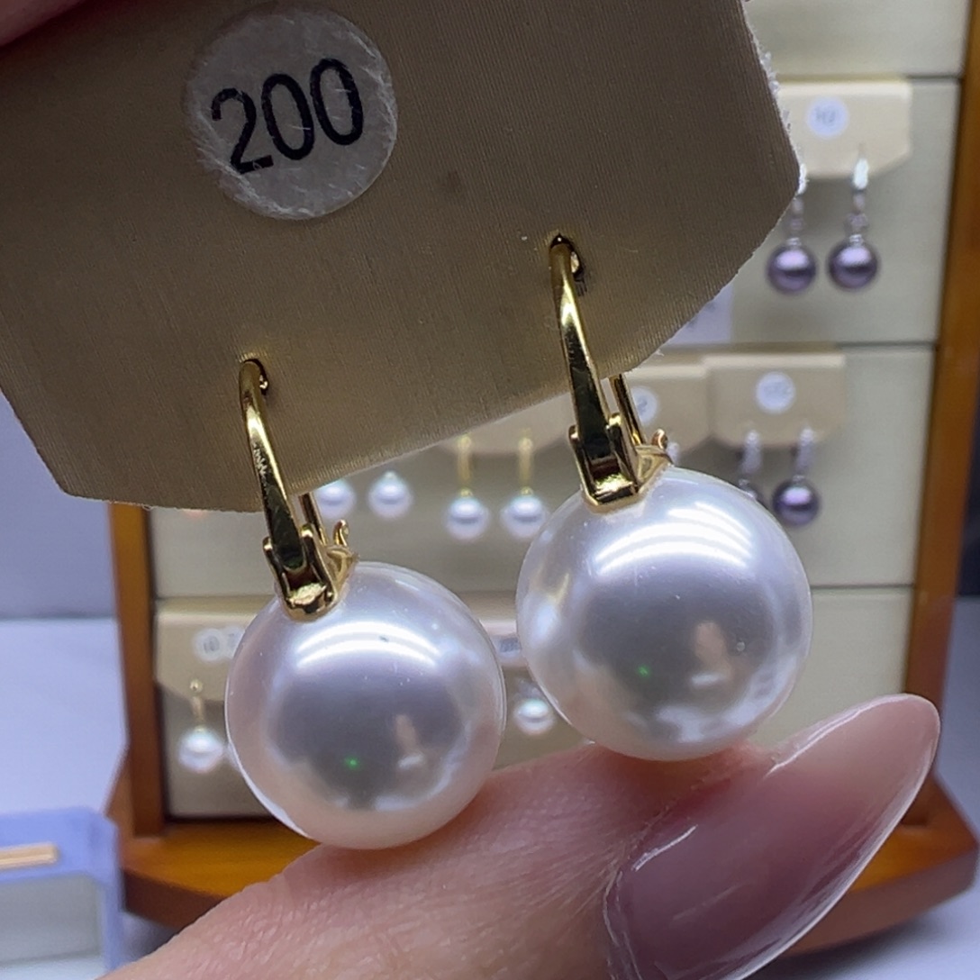 淡水珍珠银S925镶嵌耳饰