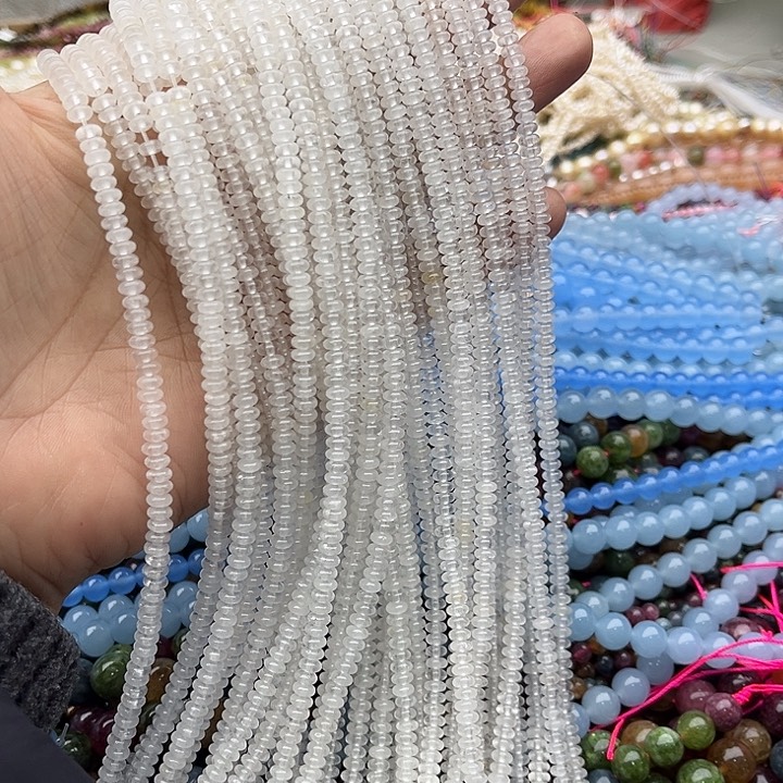 玛瑙/玉髓珠宝半成品未镶嵌一条4/2mm白水晶算盘珠