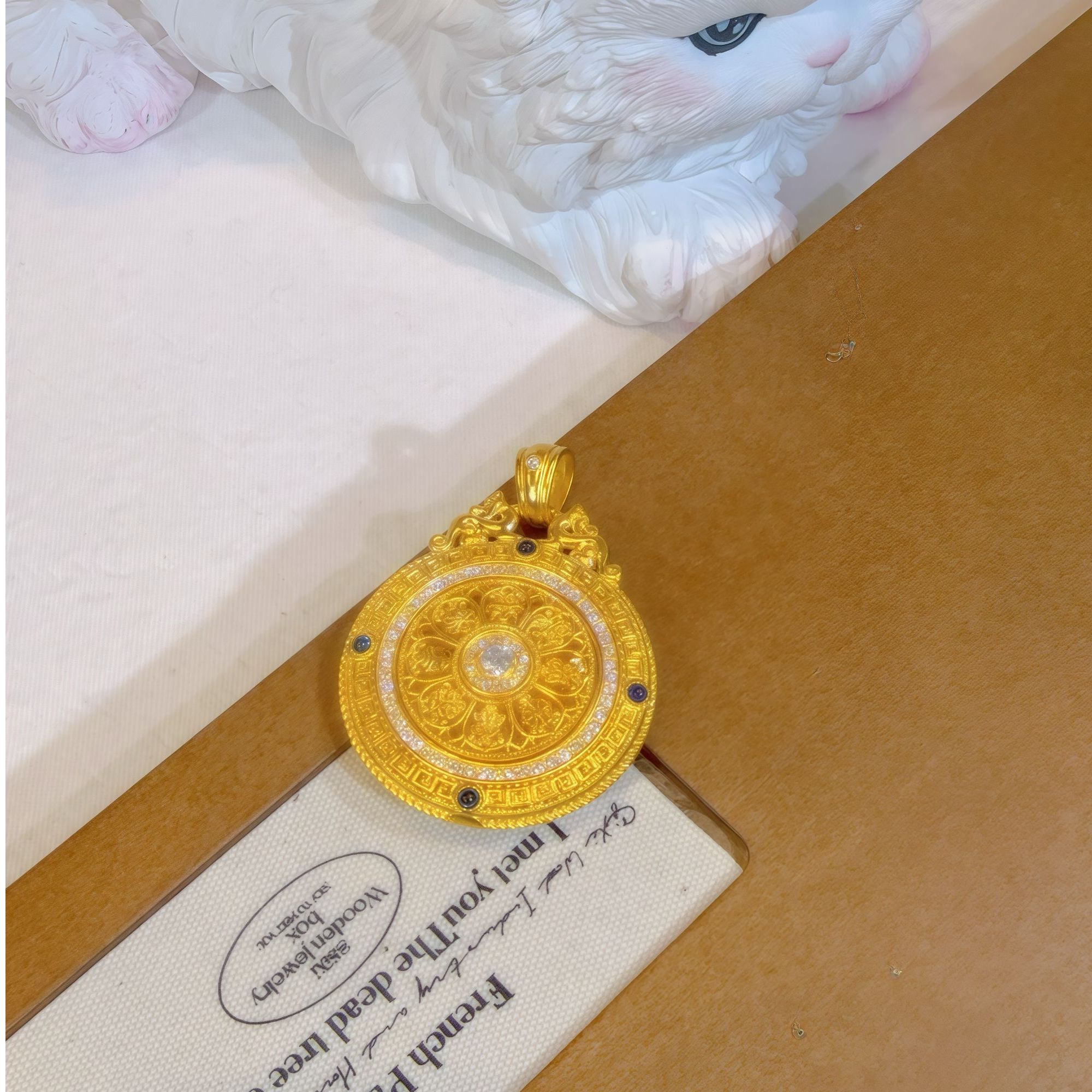 【苏妮法】足金999 八宝罗盘吊坠5G镶嵌时尚挂坠精致精美灵动手工