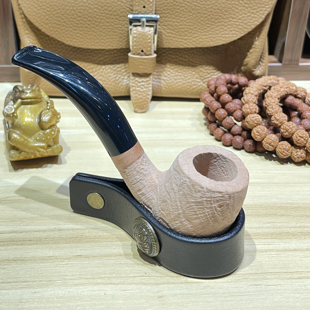 原木喷砂苹果弯/意大利进口石楠木xxl烟斗/男士必备手把件