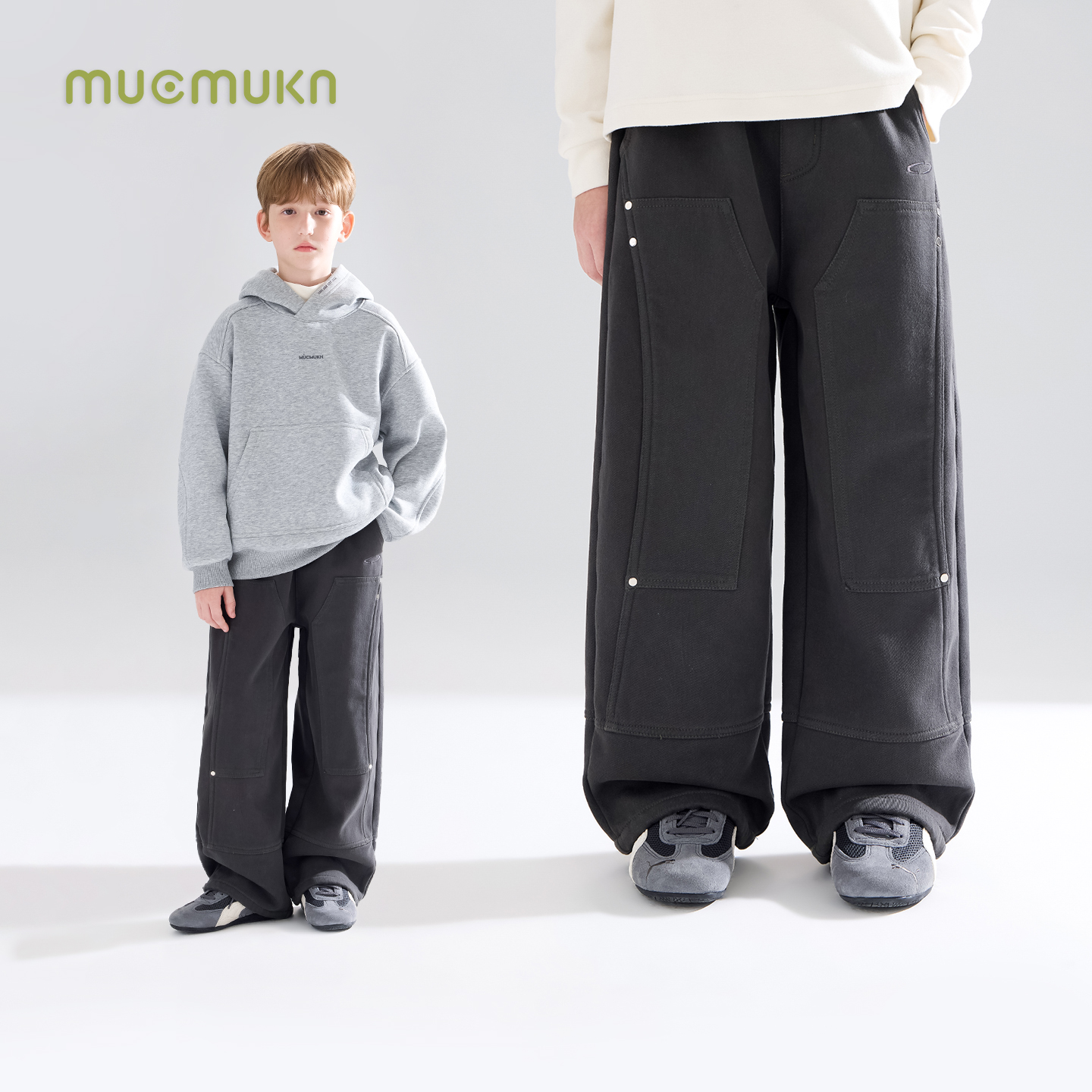 MUCMUKN  加厚一体绒铆钉分割牛仔裤机能加绒男童冬新款M54ZK5565
