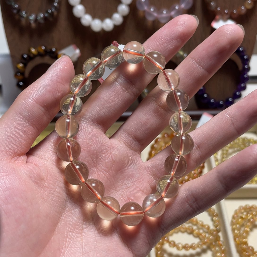 水晶手串未镶嵌天然巴西黄水晶