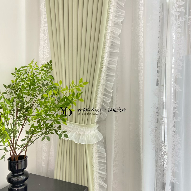 云朵装全遮光雪尼尔窗帘客厅卧室百搭窗帘奶油风法式复古客厅卧室