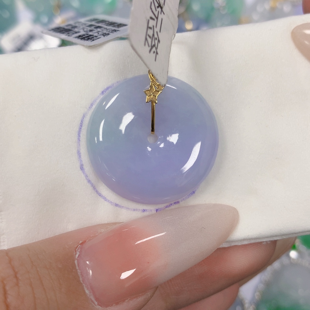 翡翠18K金镶嵌颈饰天然缅甸翡翠a货百元以上9元证书费自理