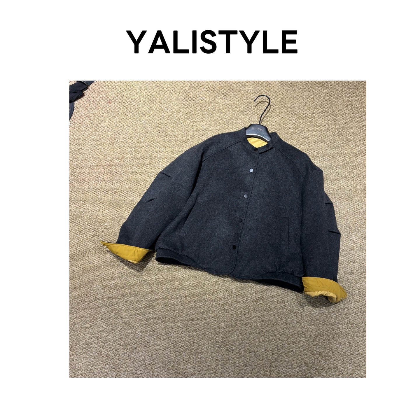 YL STUDIO 欧货小香风撞色短外套单排扣压褶外套-6130