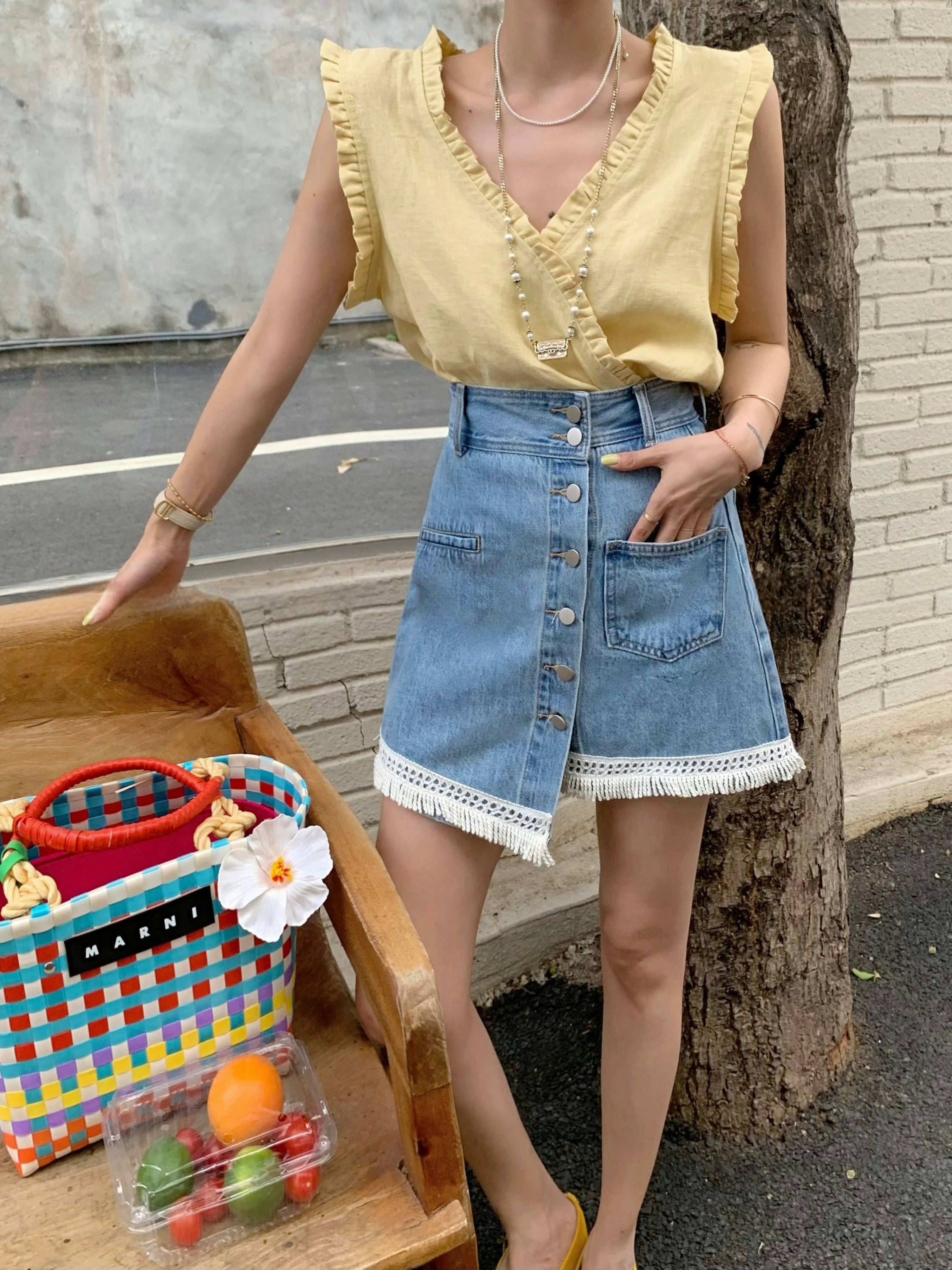 夏季薄款牛仔短裙不规则半身裙裙子不褪色中高腰显瘦时尚百搭