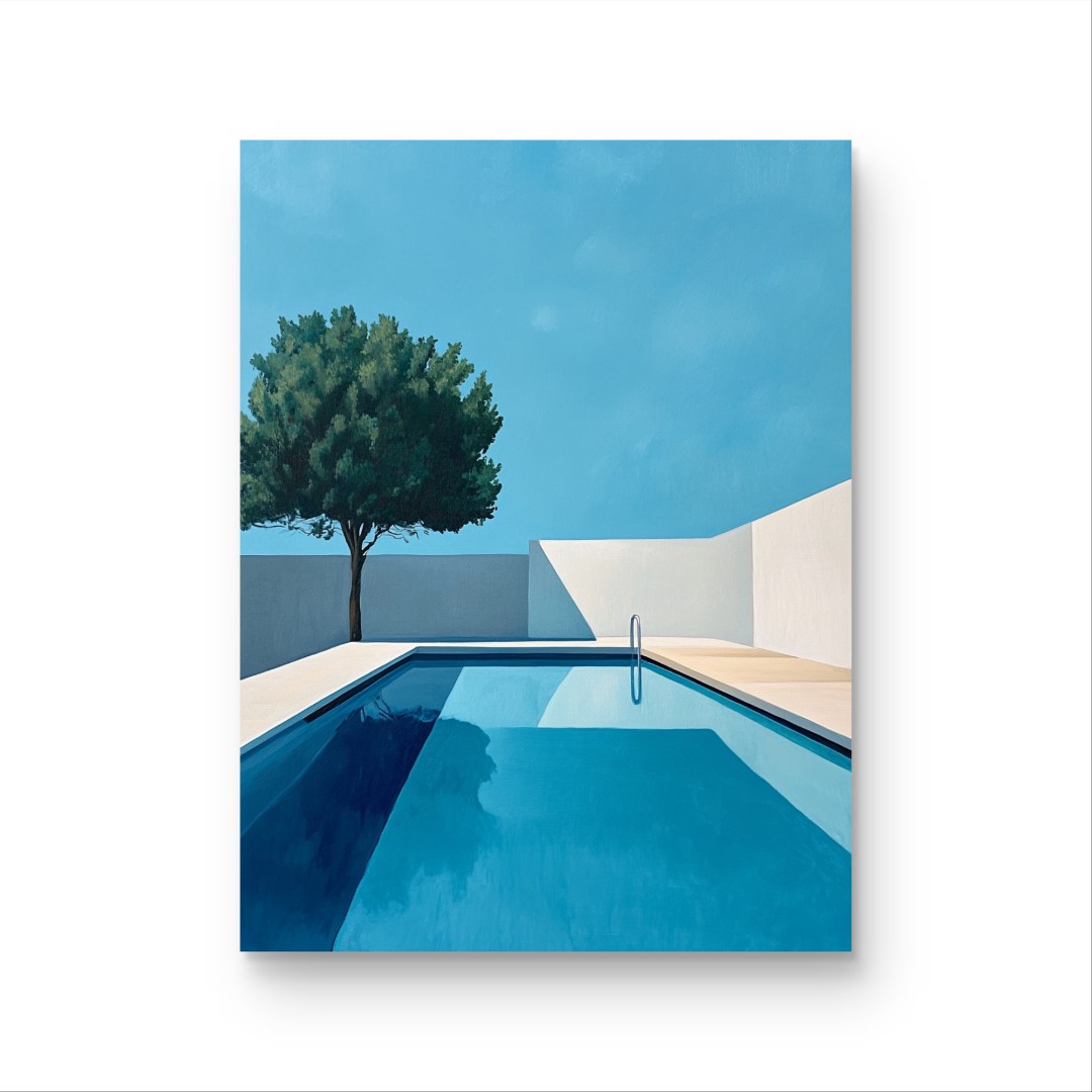 《假日泳池》原创手绘画/60x80cm/简约系列JY-11