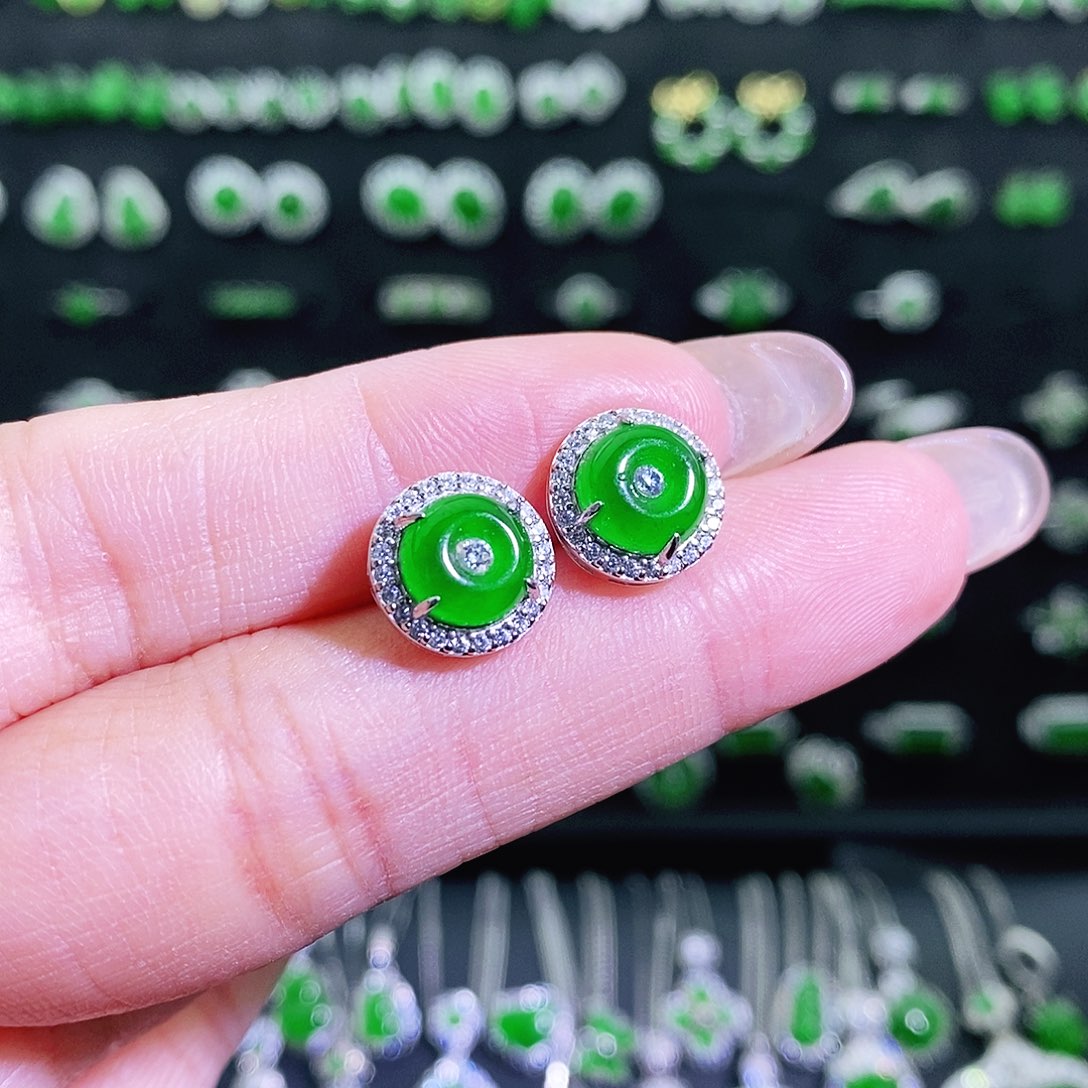 翡翠银S925镶嵌耳饰多样性