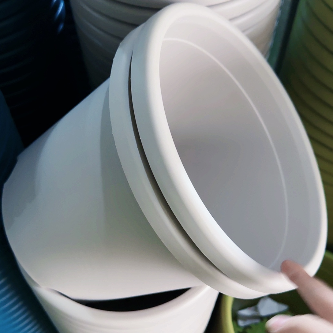 树脂四季盆5#带拖灰白3