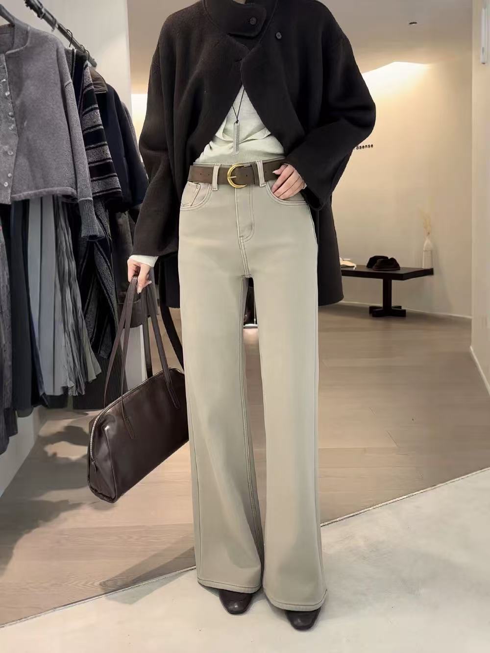 087MINI新款百搭筒喇牛仔裤