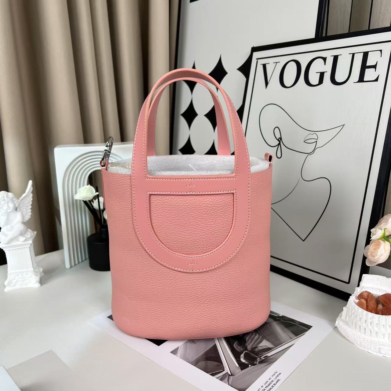 时代品牌时尚手提包篮子包百搭单肩斜跨包真皮包包通勤M10423