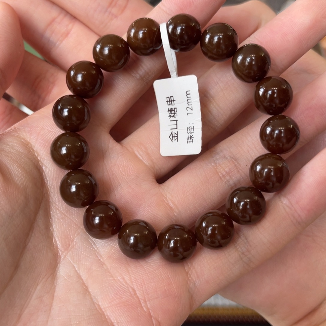 多***乐和田玉（糖玉）未镶嵌手串金山全糖12mm手串