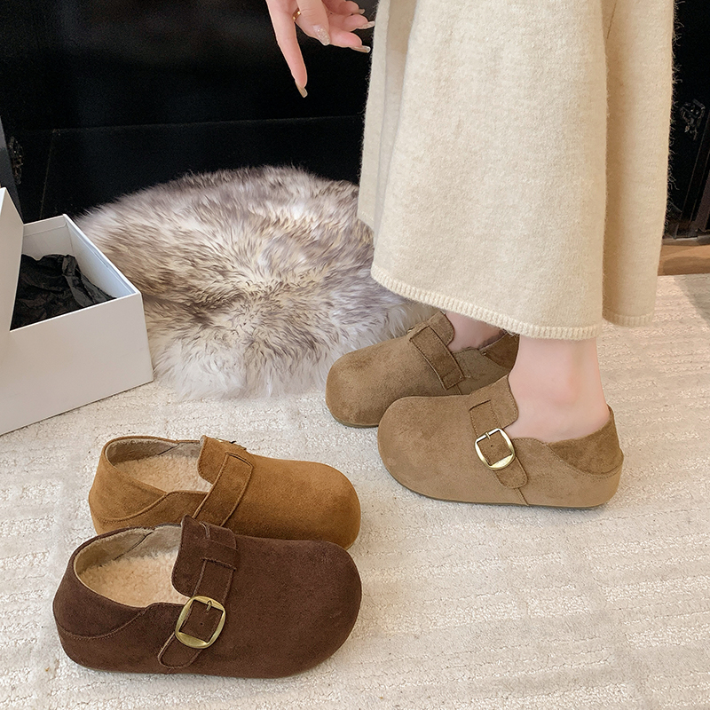 厚底内增高5cm加绒勃肯鞋2025秋冬季新款两穿丑萌大头全包博肯鞋