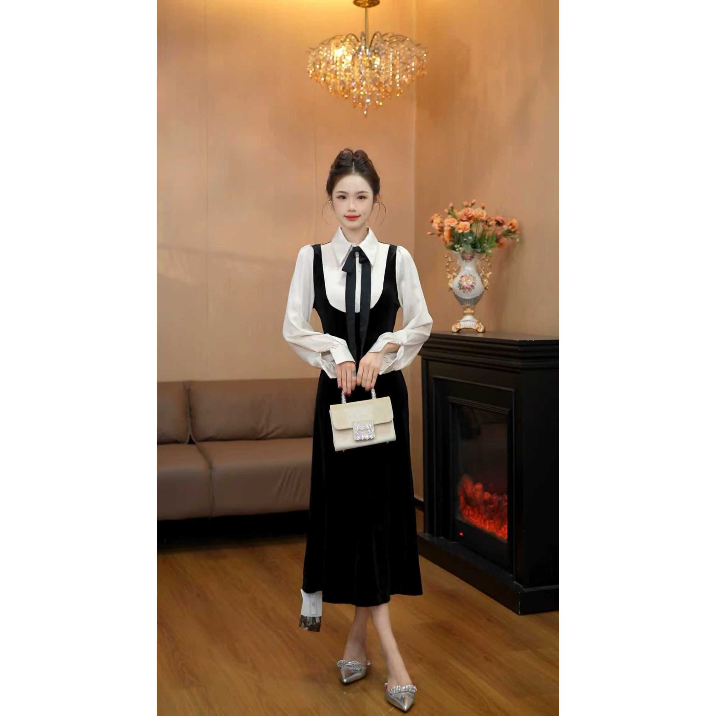TM00011新款高端名媛连衣裙女气质高级感收腰显瘦长裙