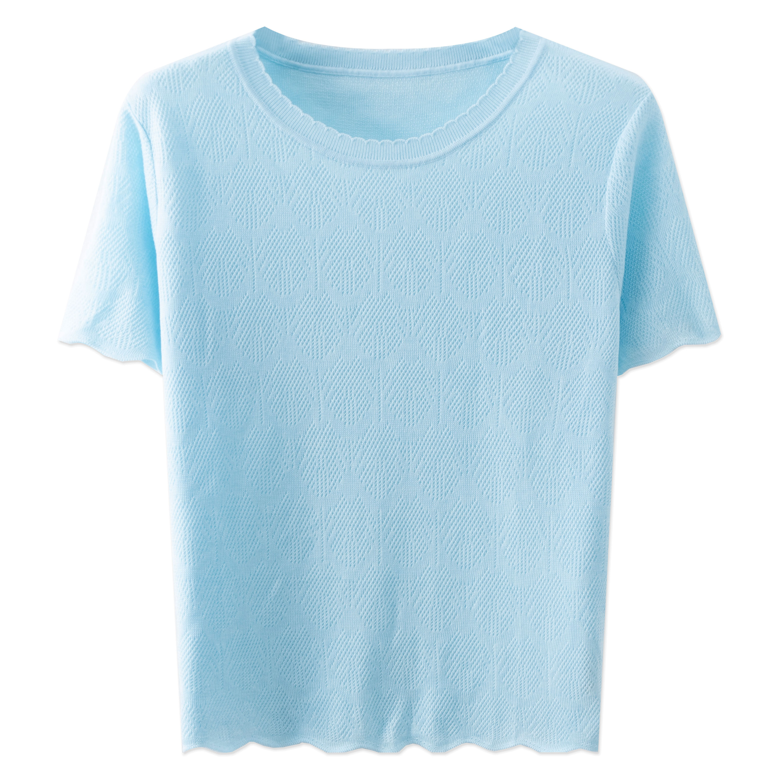 圆领短袖2025新款莱赛尔桑蚕丝针织上衣7616