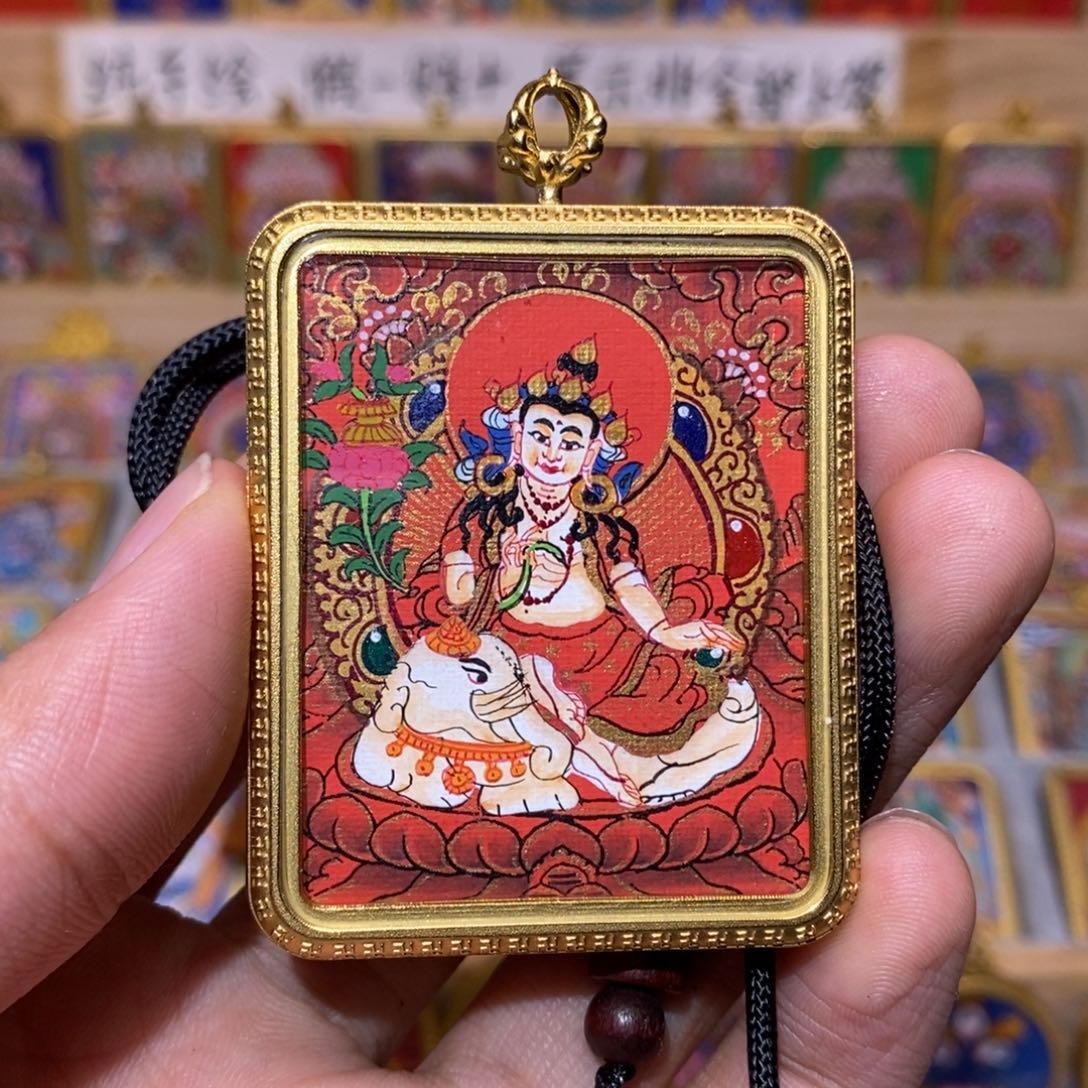 圆***率吊坠普贤菩萨纯手绘唐卡