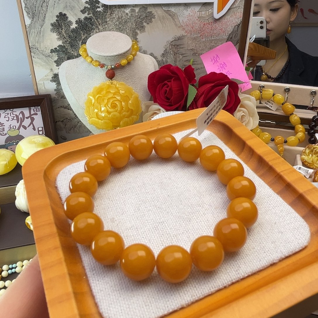 琥珀裸石未镶嵌蜜蜡手串