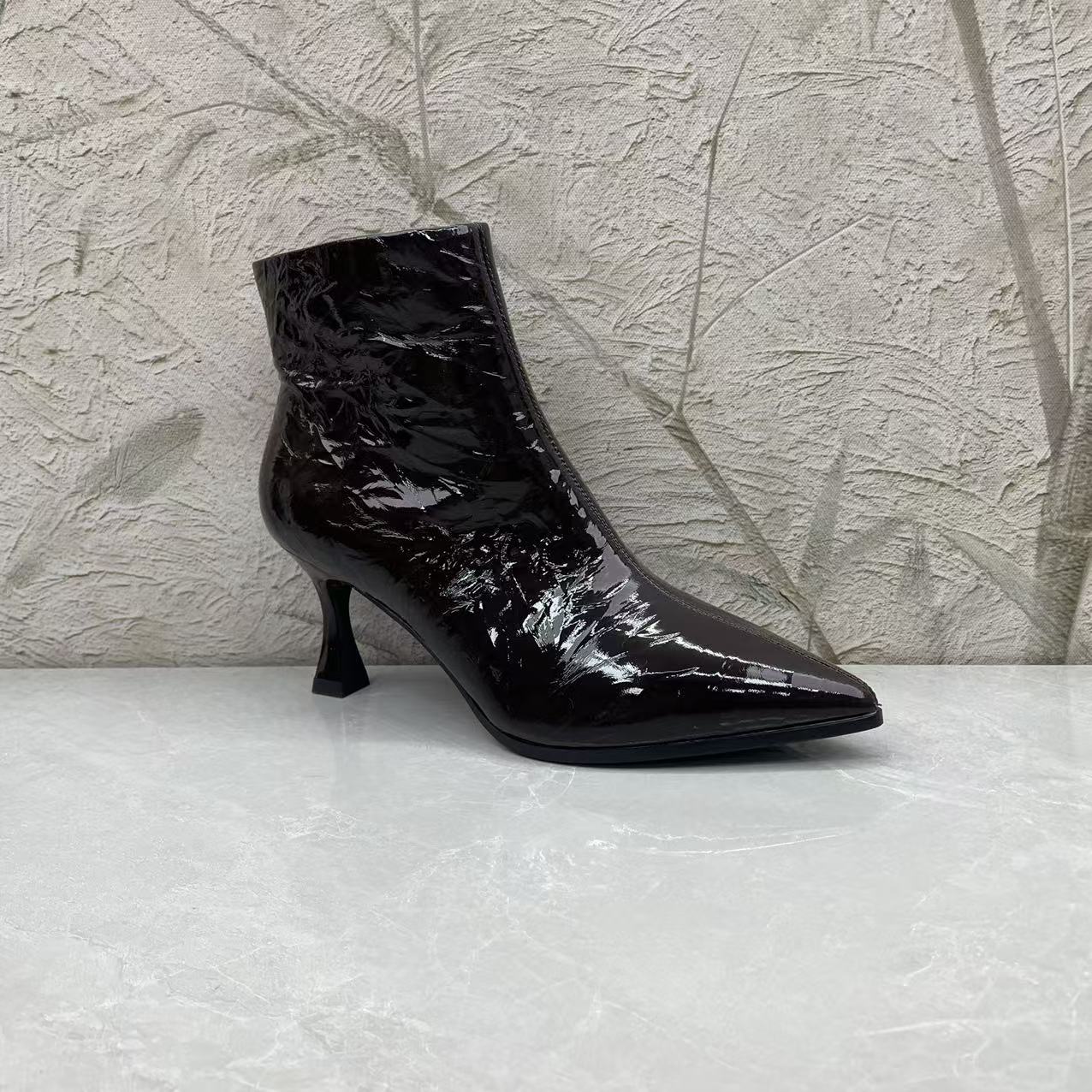 短靴女女靴子（牛皮）00099 绒 酒红(孤品) f区34/35码