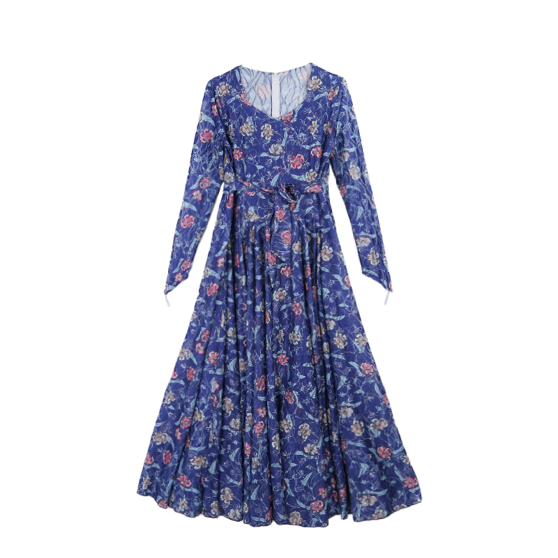 天山美翼高定款2525新款720大摆大花印花连衣裙