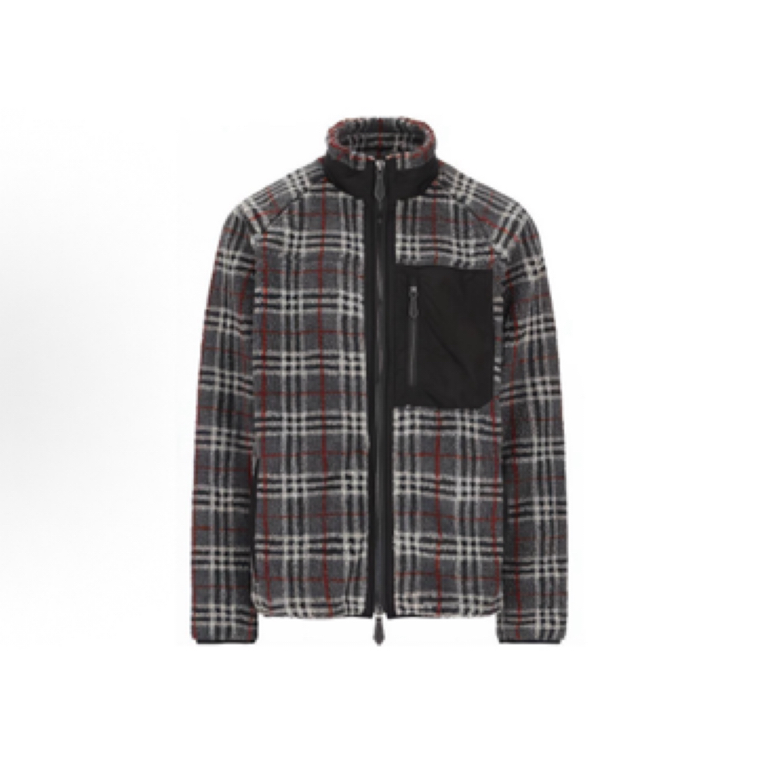 99新 BURBERRY/博柏利 格纹拉链摇粒绒休闲夹克外套 /XL码/C00487