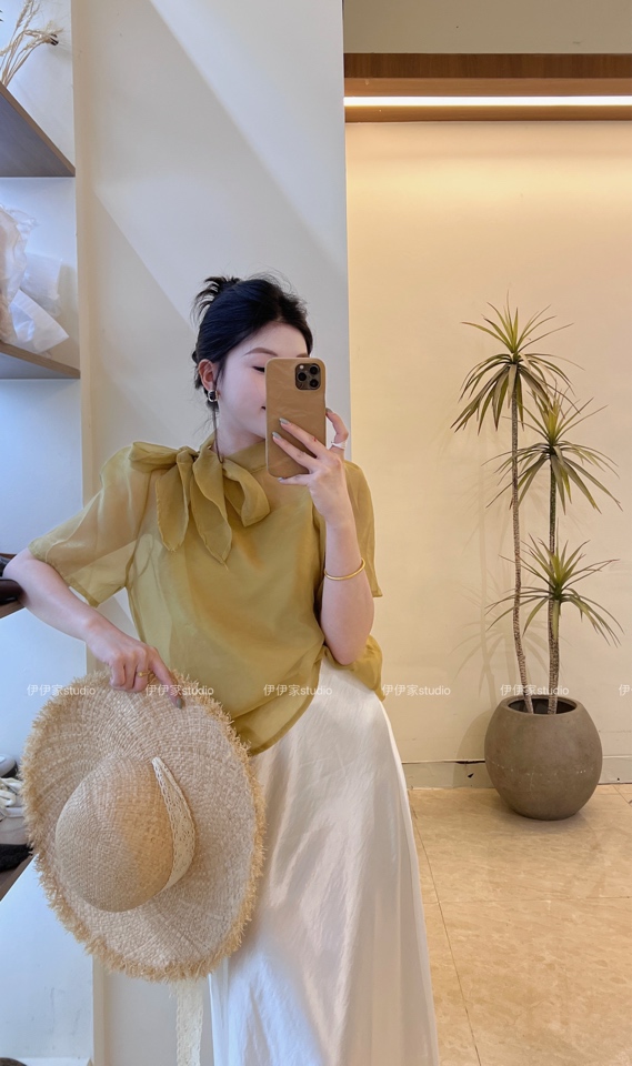 no退n换【富贵花】上衣 法式蝴蝶结绑带内搭小吊带两件套 不扎皮肤！