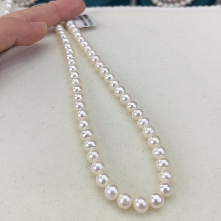 淡水珍珠颈饰银S925镶嵌卡7冷白高品