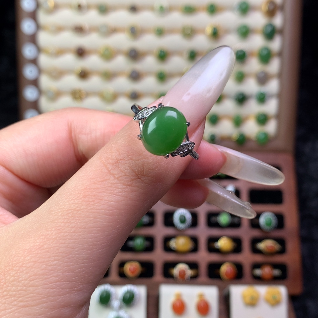 *****和田玉银S925镶嵌戒指