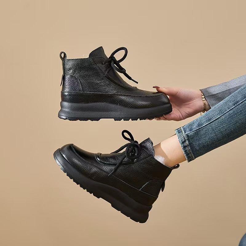 22872头层牛皮羊毛新款短靴