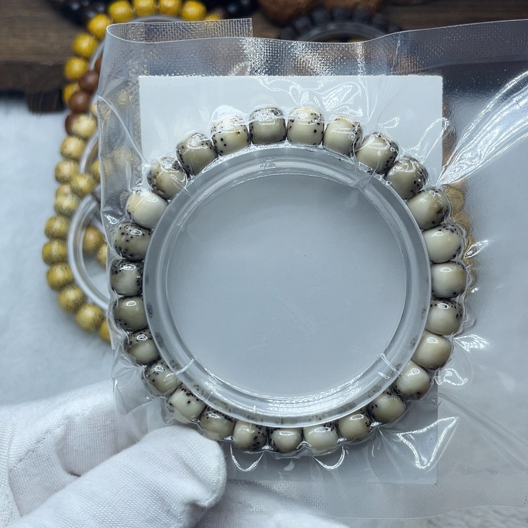 星月菩提手串原生态石玉9✖️8半壁留白