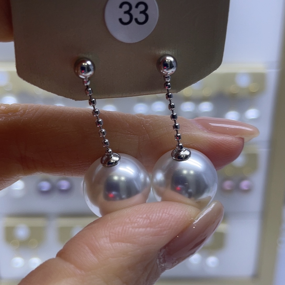 银S925镶嵌耳饰淡水珍珠