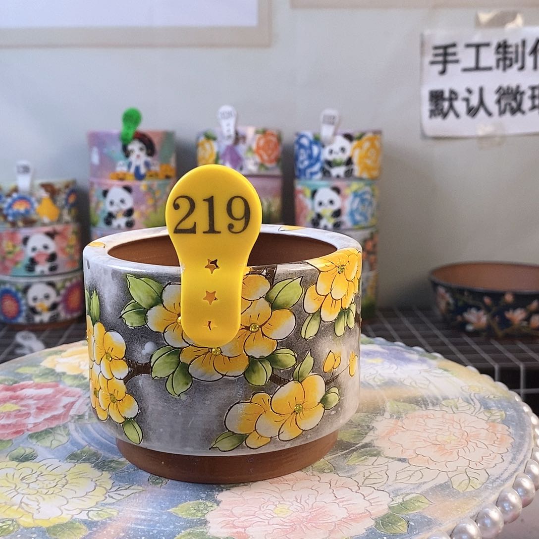 红泥花盆红陶手绘花盆
