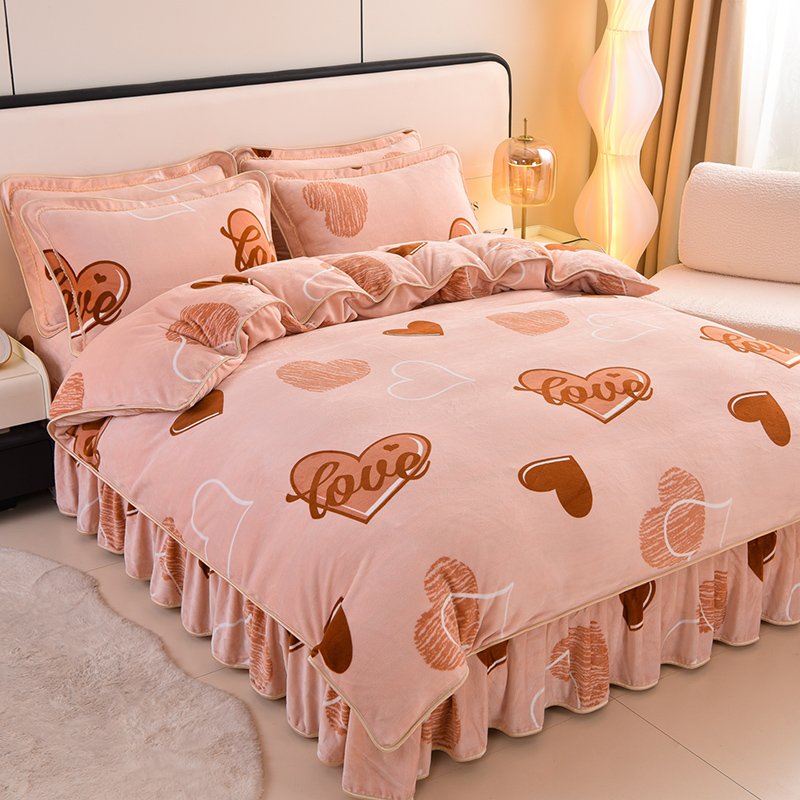 新款加厚加密高颜值牛奶绒四件套被套被罩防静电不掉毛