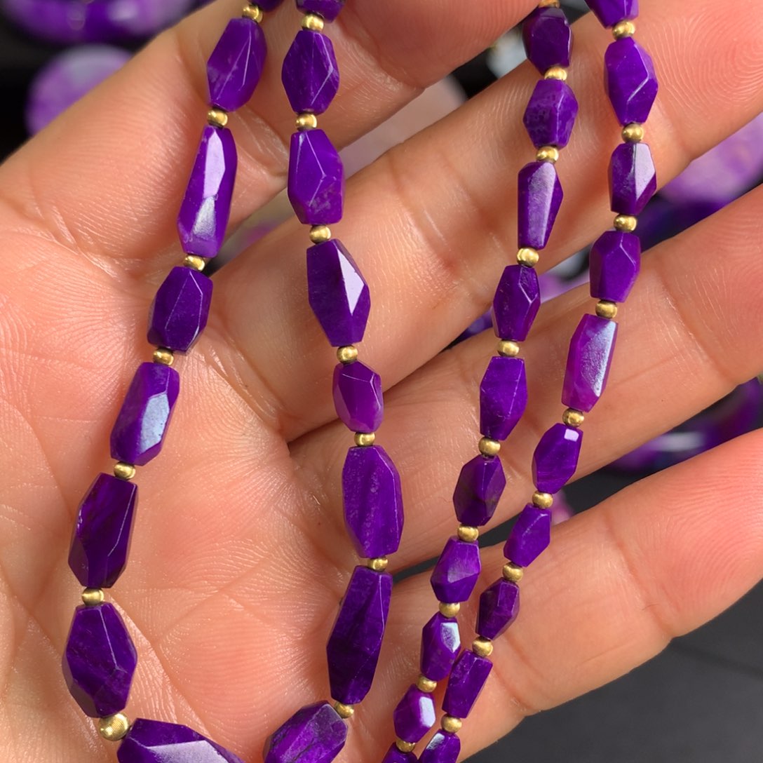 苏纪石（舒俱来）凝胶紫项链18K金镶嵌