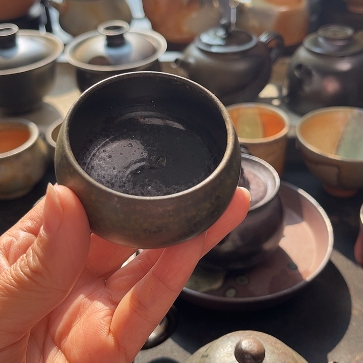 薰***草茶盏柴烧茶具柴烧茶具