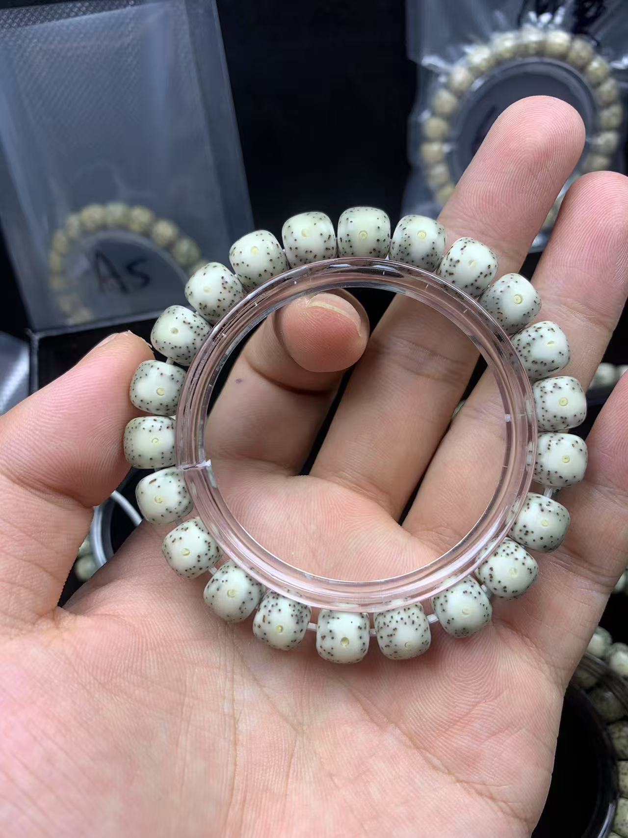 星月菩提大眼睛青花瓷石玉料月朗星稀手串单圈10*9